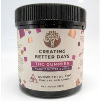 Creating Better Days THC Gummies - Peanut Butter & Jelly Flavor- 500mg Total THC - 25mg per Gummy (20 servings)